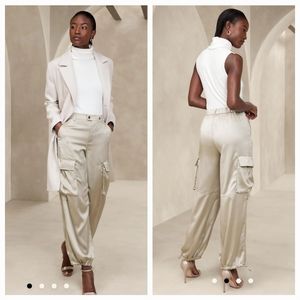 NWT Banana Republic Factory BLACK Satin Parachute Pants